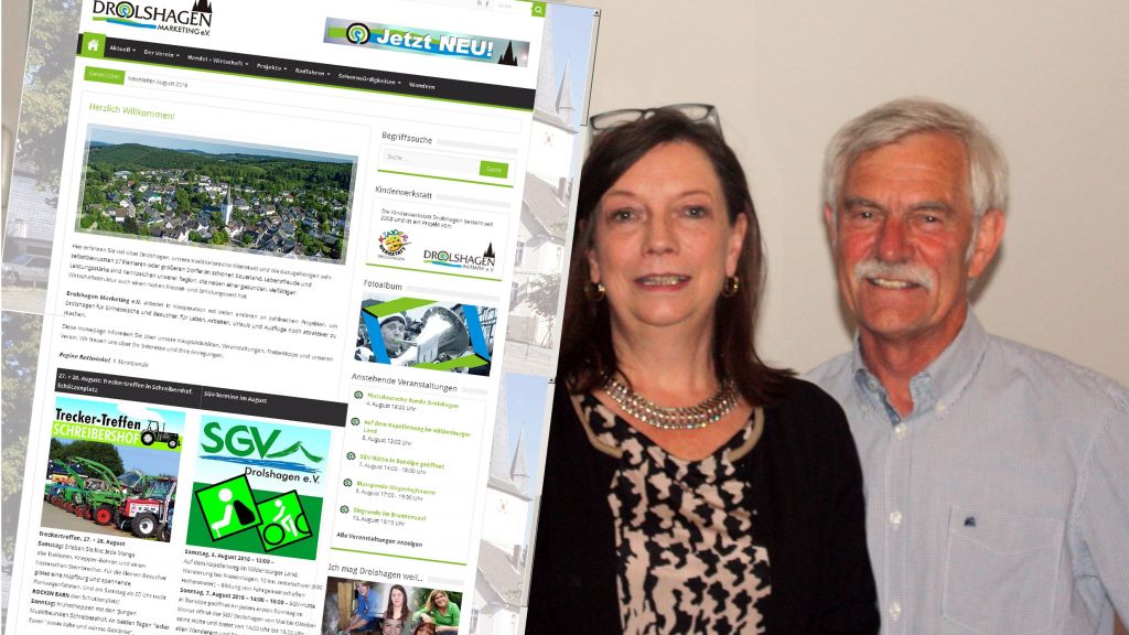 Regine Rottwinkel und Uli Hilchenbach von Drolshagen Marketing  freuen sich über die neue Homepage.