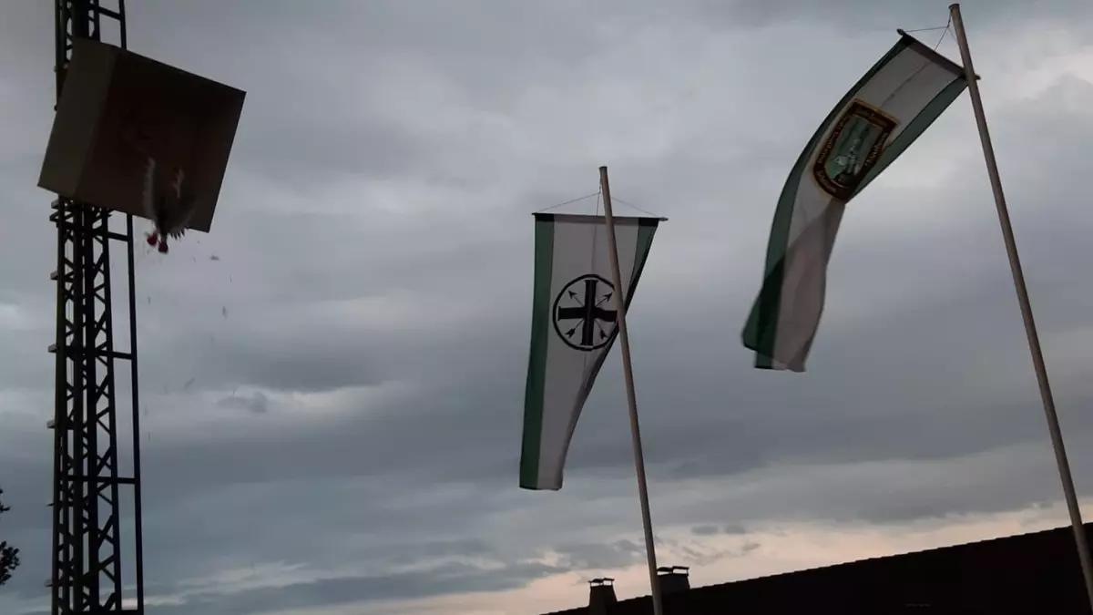 Schützenfest in Hünsborn - Kugelfang und Fahnen im Jahr 2019.