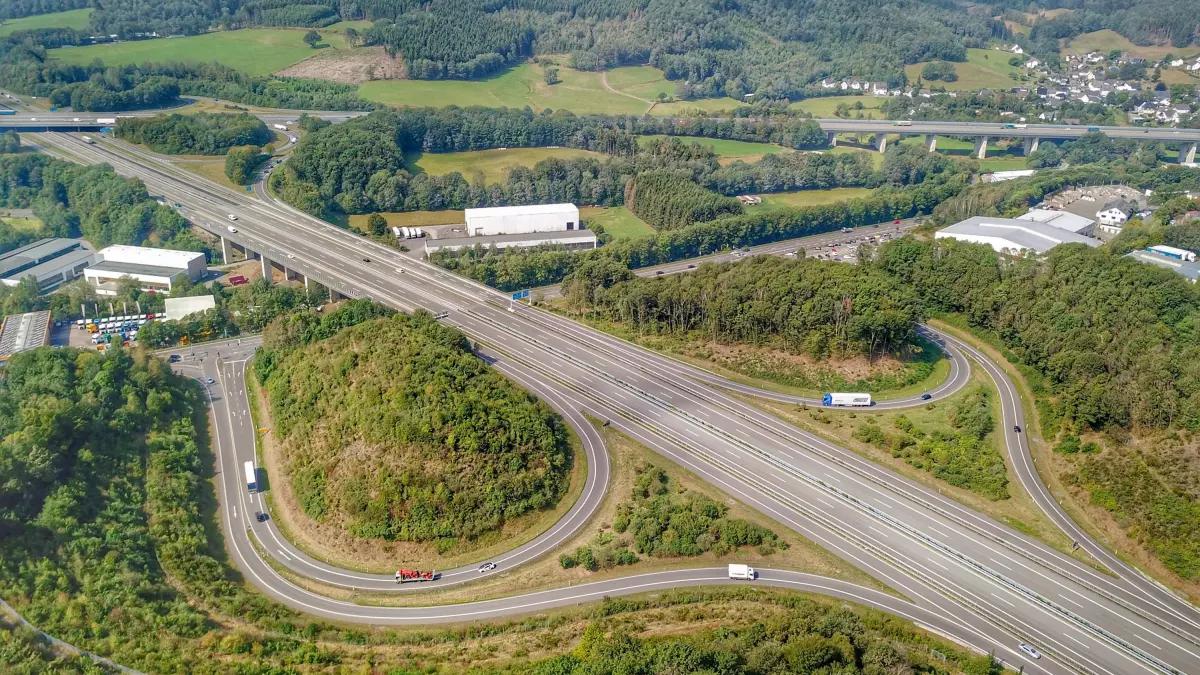 Die Anschlussstelle Wenden der A 4.