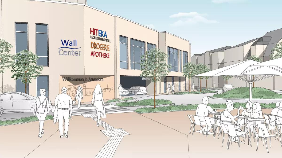 Ein Blick vom Bahnhof auf das zukünftige Wall-Center. So stellt sich die Investorengruppe ITG das neue Einkaufszentrum vor.