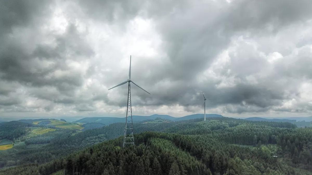 Windkraft, Windrad, Symbol, 2020, Luftbild, Drone, Klimawandel, Energie, Energiewende,