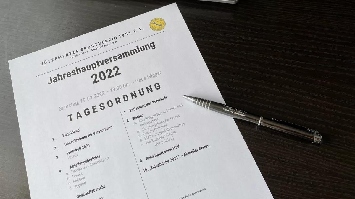 Der Hützemerter Sportverein lädt zur Jahreshauptversammlung ein.